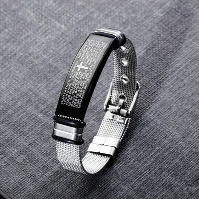 Black Titanium Steel Scripture Bracelet