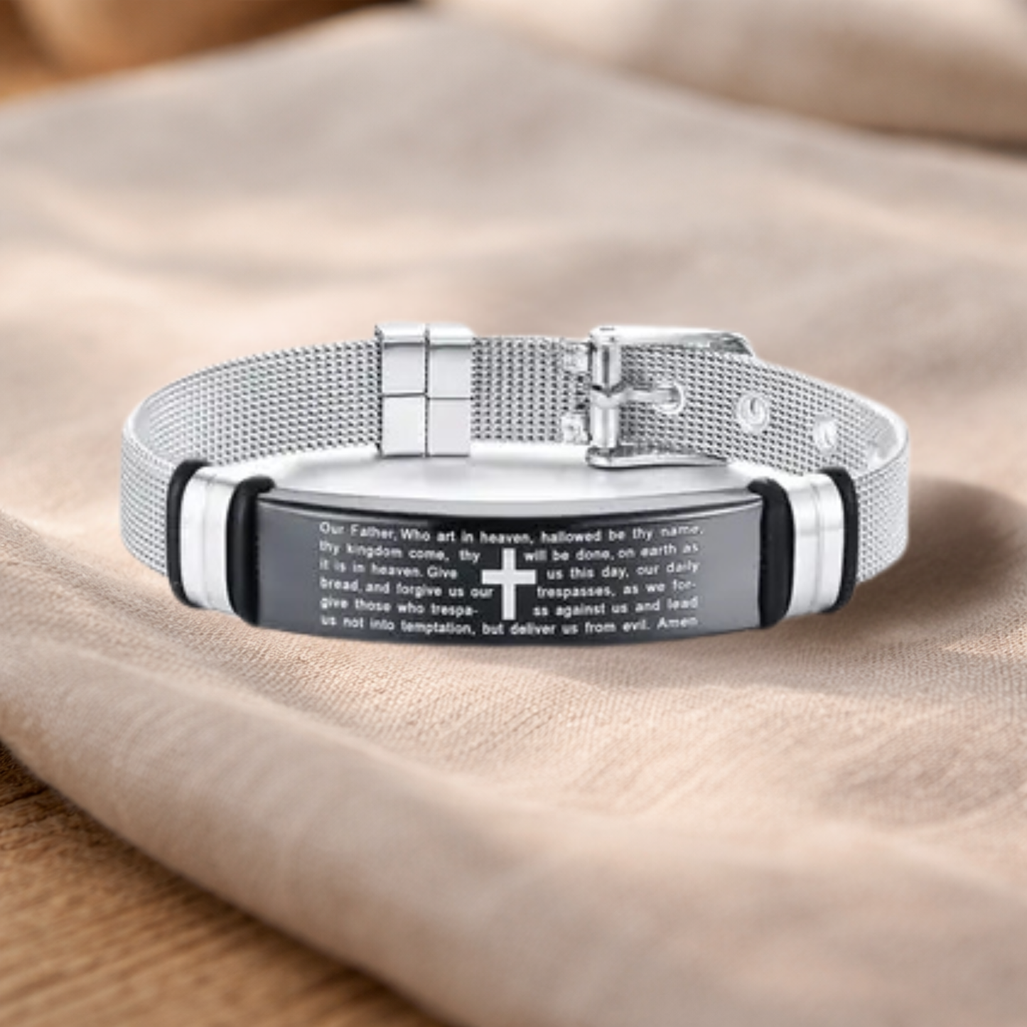Black Titanium Steel Scripture Bracelet