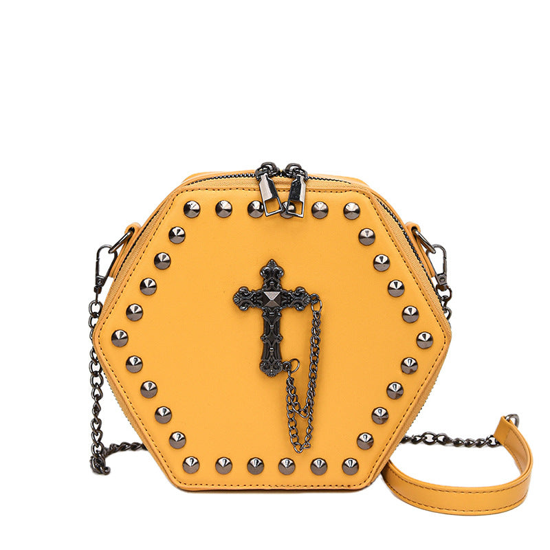 Gothic Rivet Cross Chain Shoulder Bag