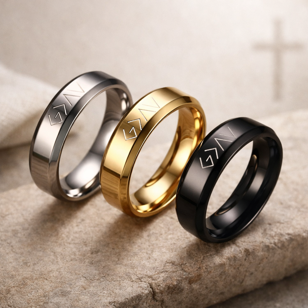 God Is Greater - Engraved Stainless Steel Scripture Ring