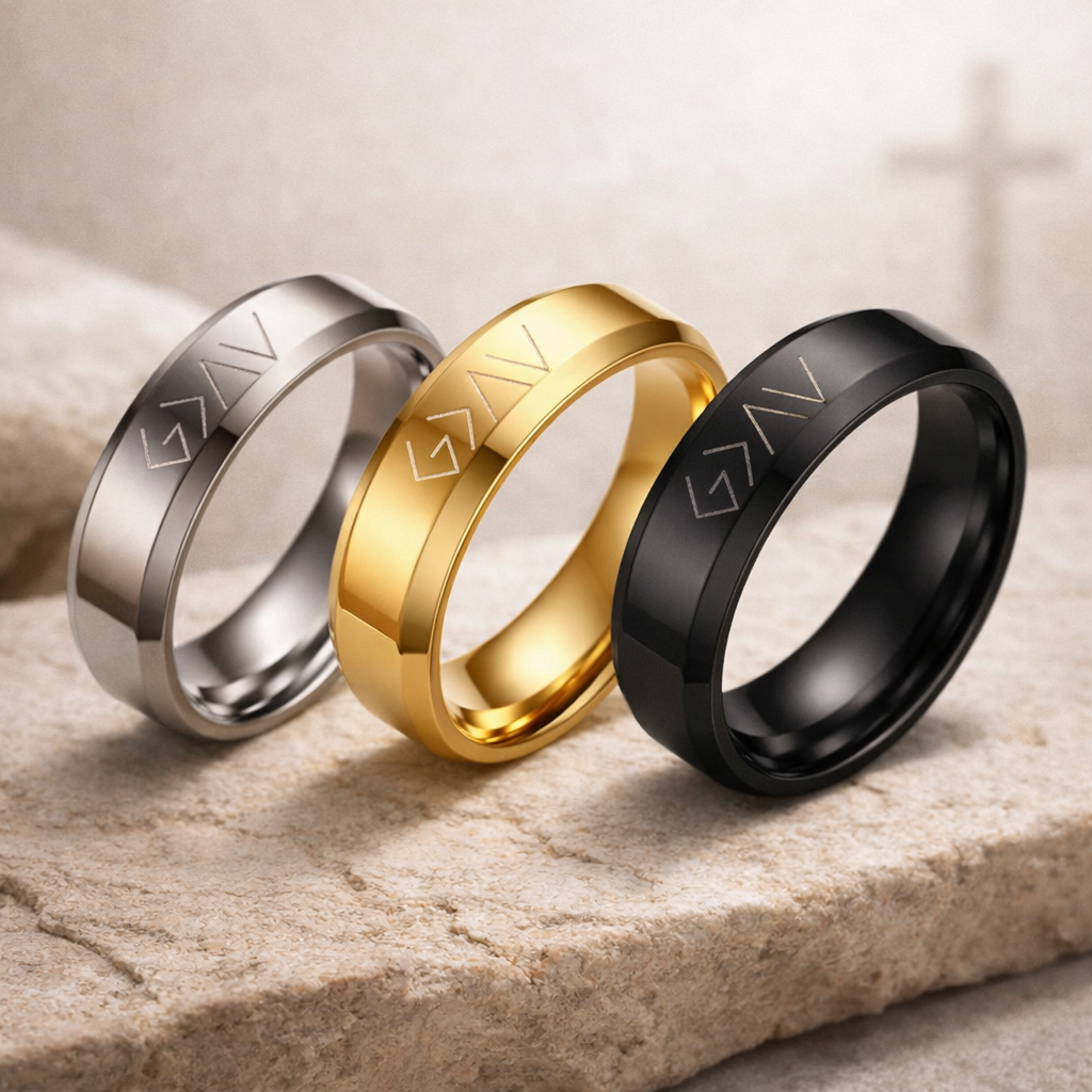 God Is Greater - Engraved Stainless Steel Scripture Ring