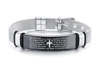 Black Titanium Steel Scripture Bracelet
