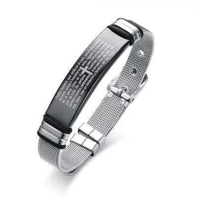 Black Titanium Steel Scripture Bracelet